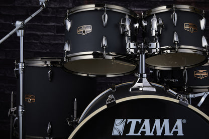 TAMA Imperialstar Drum Set 5 pcs - Blacked Out Black/Black Nickel HW + MEINL Cymbals HCS Cymbal Kit/Stage Master Double-Braced Hardware Kit