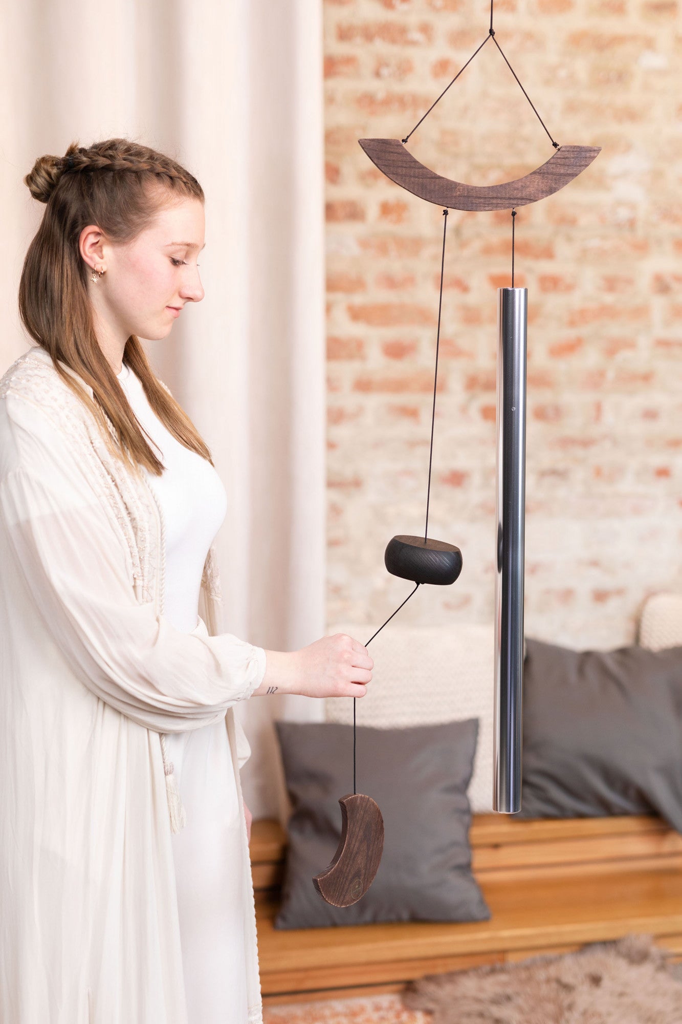 MEINL Sonic Energy Moon Meditation Chime 49"/125 cm - 432 Hz - Curved Suspension/Silver