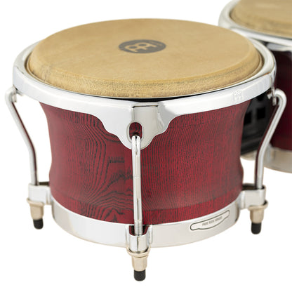MEINL Percussion Woodcraft Serie Wood Bongo 7" Macho & 8 1/2" Hembra - Vintage Red/Chrome HW