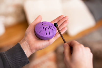 MEINL Sonic Energy Pocket Steel Tongue Drum 3" - A Major/6 Notes/440 Hz - Lotus Flower/Purple