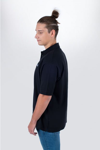 Tama black polo with embroidered logo on chest