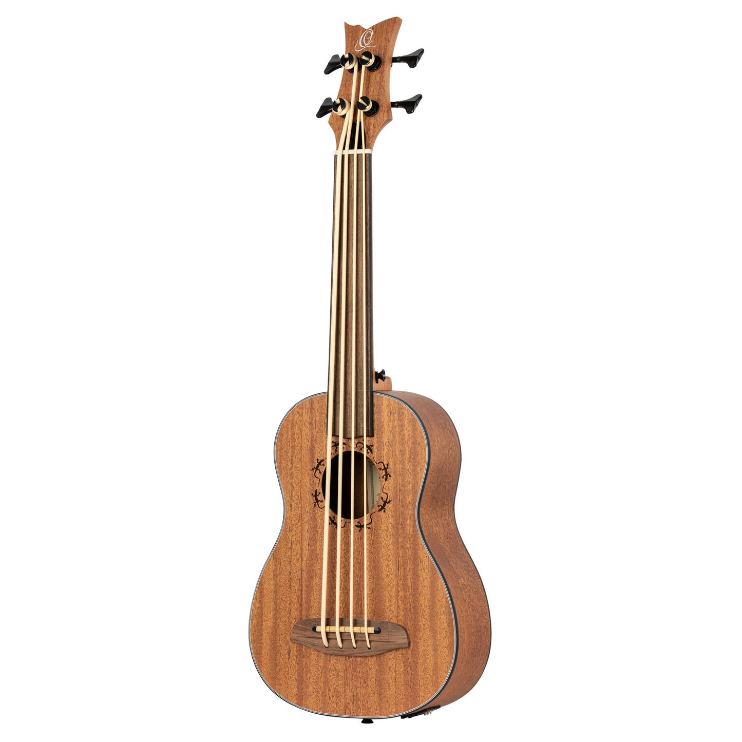 ORTEGA Lizard Serie Short Scale Fretless Uke Bass 4 String - Mahogany Natural + Bag