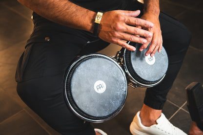 MEINL Percussion Artist Series Bongo Diego Galé, REMO® Black Calfskin Skyndeep Heads  - 7" & 8 1/2" Midnight Star