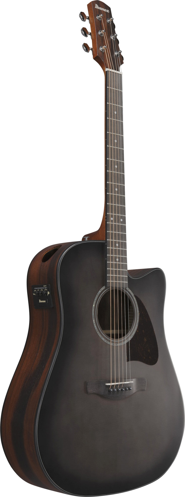 IBANEZ Advanced Acoustic AAD Acoustic Guitar 6-String - Transparent Charcoal Burst Top Natural Open Pore Back & Sides