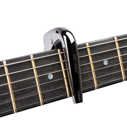 ORTEGA Curved Guitar Capo - Black Chrome