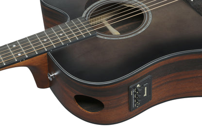 IBANEZ Advanced Acoustic AAD Acoustic Guitar 6-String - Transparent Charcoal Burst Top Natural Open Pore Back & Sides