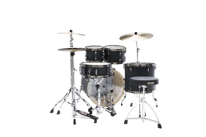 TAMA Imperialstar Drum Set 5 pcs - Blacked Out Black/Black Nickel HW + MEINL Cymbals HCS Cymbal Kit/Stage Master Double-Braced Hardware Kit