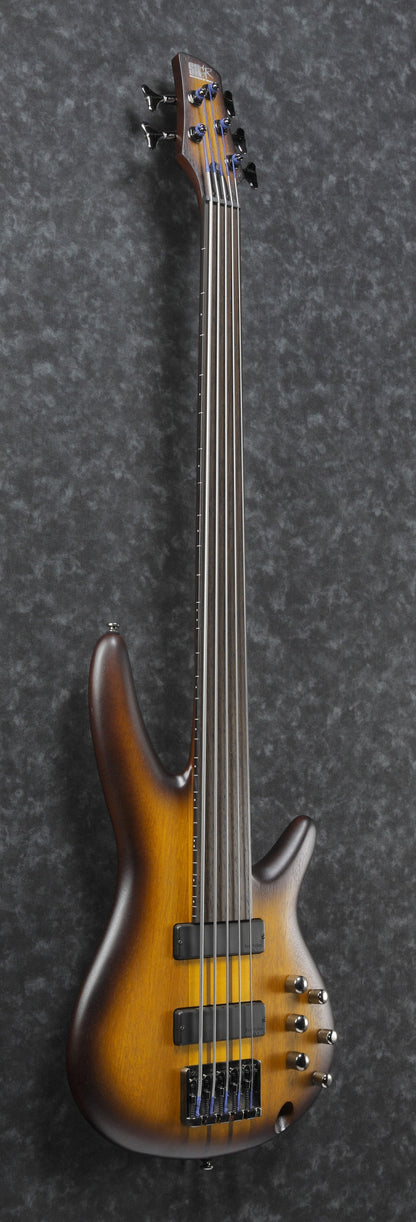 IBANEZ Bass Workshop SR E-Bass 5-String Fretless - Brown Burst Flat