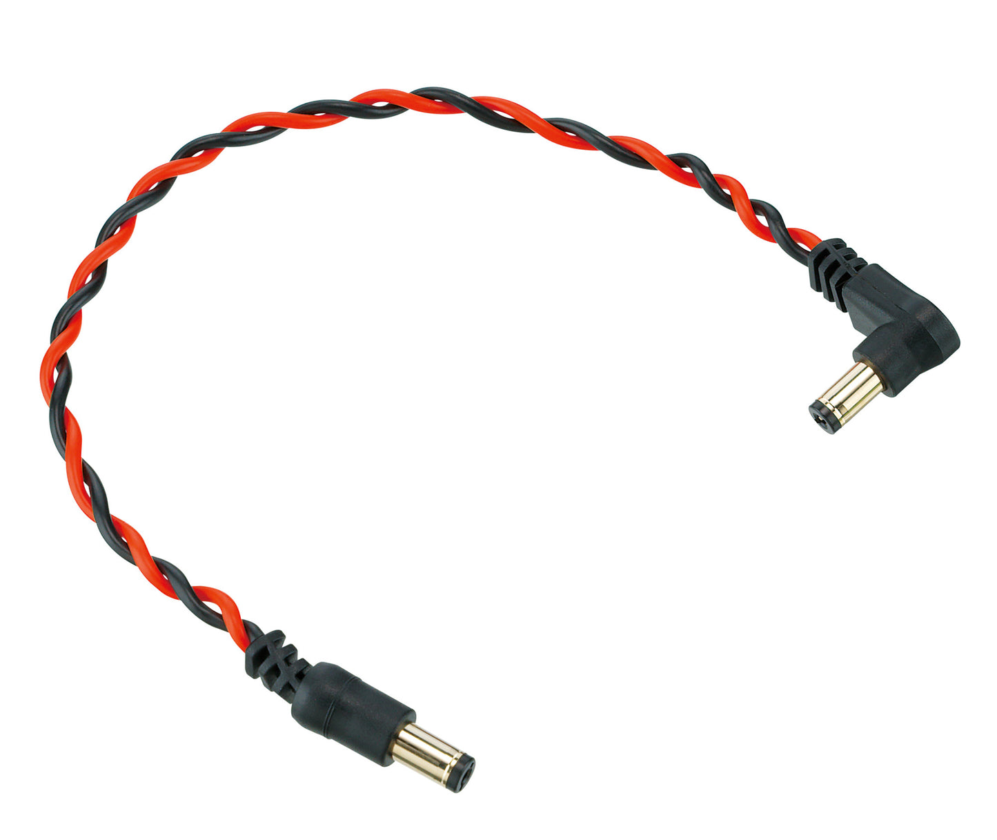 IBANEZ Verdrilltes DC-Kabel schwarz & neonrot, Länge: 8“ Gerader & abgewinkelter Stecker