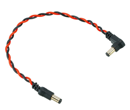IBANEZ Verdrilltes DC-Kabel schwarz & neonrot, Länge: 8“ Gerader & abgewinkelter Stecker