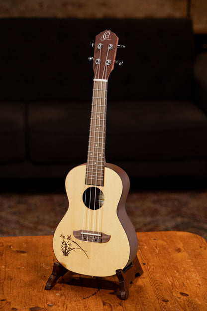 ORTEGA Bonfire Series Concert Ukulele 4 String Lefty - Spruce/Sapele Natural