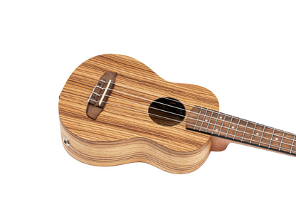 ORTEGA Timber Serie Sopran Preamp Ukulele 4 String - Zebrawood Natural + Bag