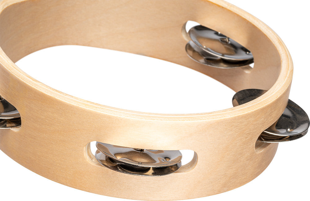 NINO Percussion Single Row Wood Tambourine - 6” Natural
