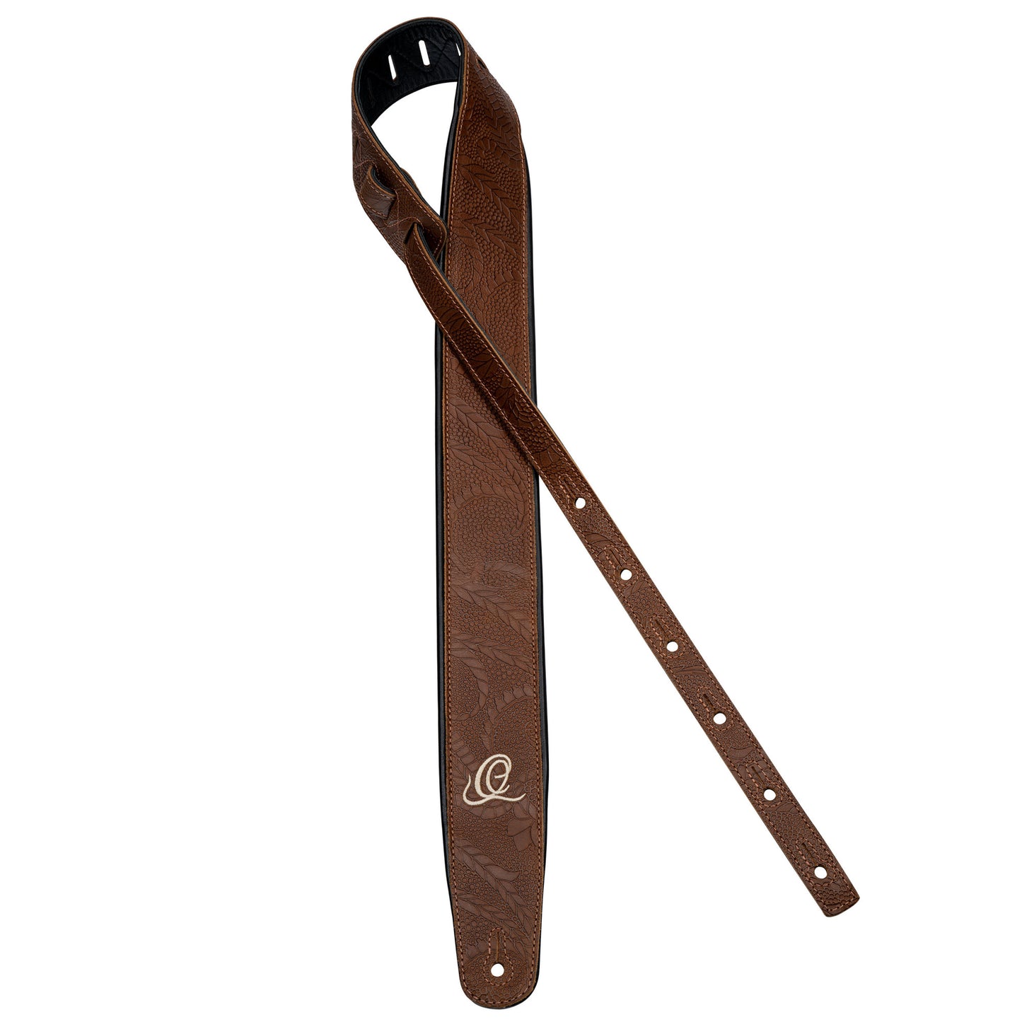 ORTEGA Genuine-Leather Guitar-Strap - Natural Brown Flora
