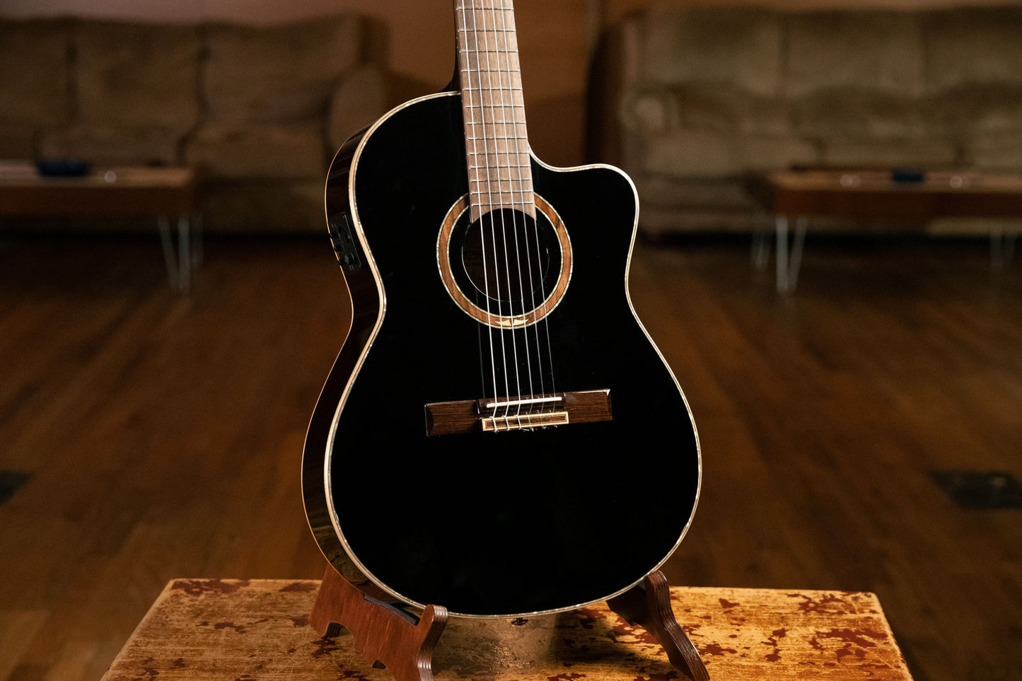 ORTEGA Performer Series 4/4 Thinline Konzertgitarre 6-String - Black + Gigbag