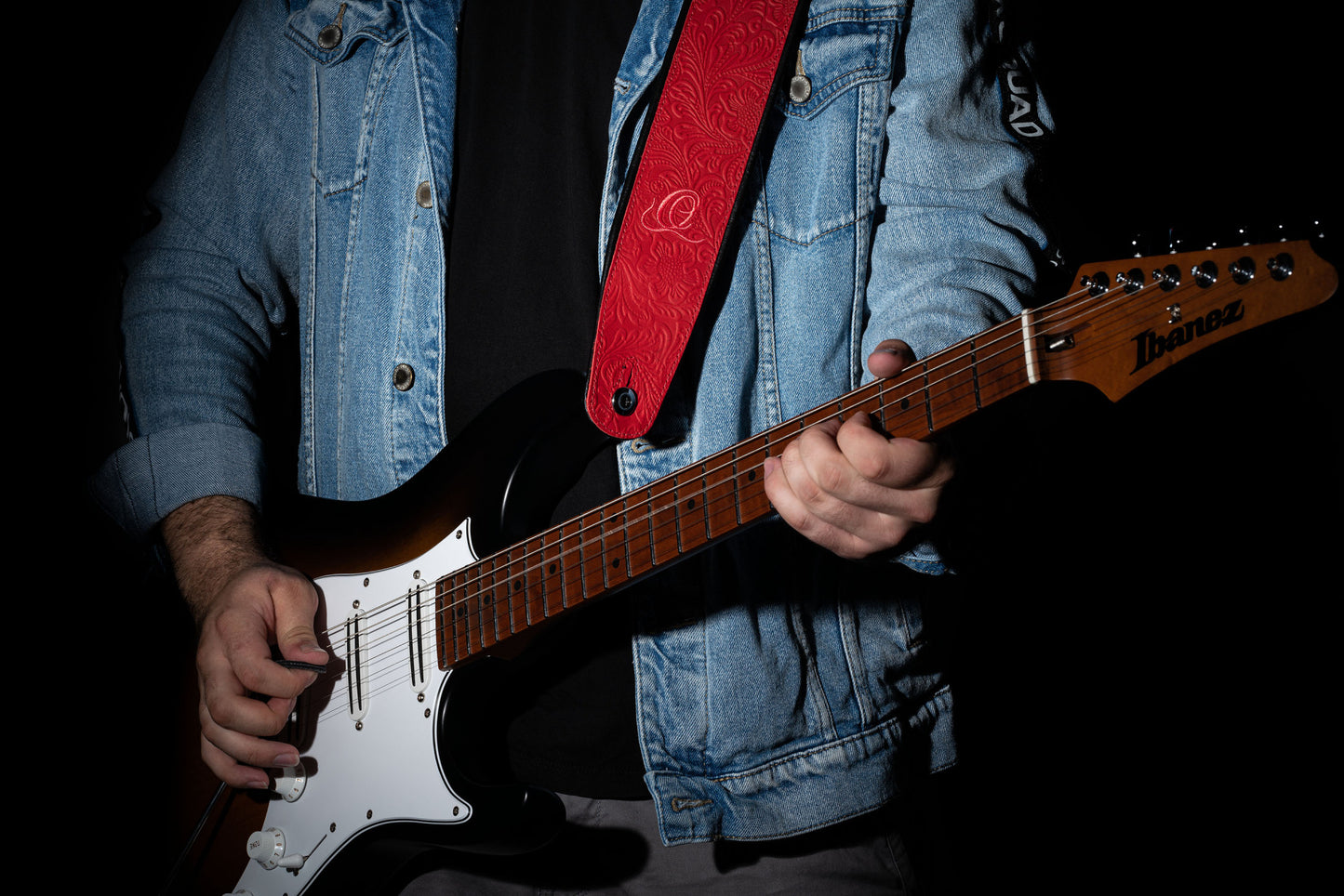 ORTEGA Echtledergitarrengurt - Byzantine Fire