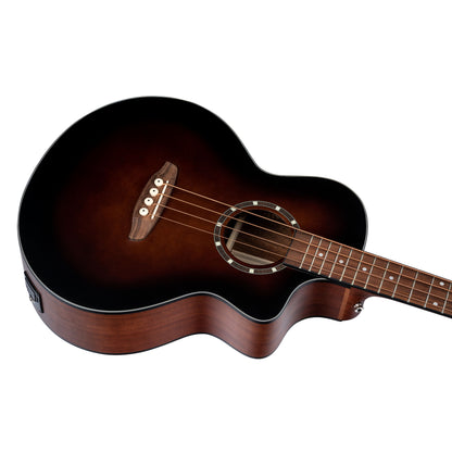 ORTEGA Deep Series 7 Medium Scale Acoustic Bass 4 String - Spruce / Mahogany Bourbon Fade