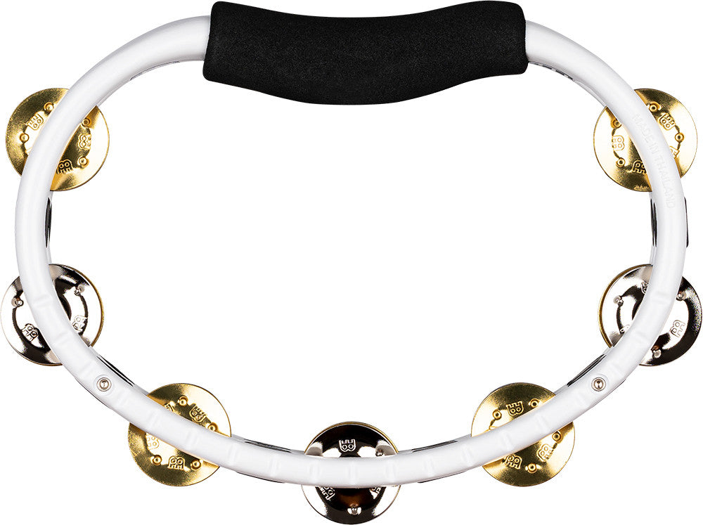 MEINL Percussion Traditional ABS Series Hand Held Molded ABS Tambourine - weiß/vernickelter Stahl/Messing massiv