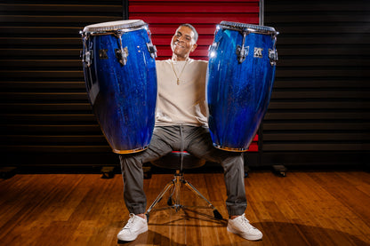 MEINL Percussion Artist Series William Kachiro Tumba 12 1/2" /REMO® Black Calfskin Skyndeep Heads - Blue Wave