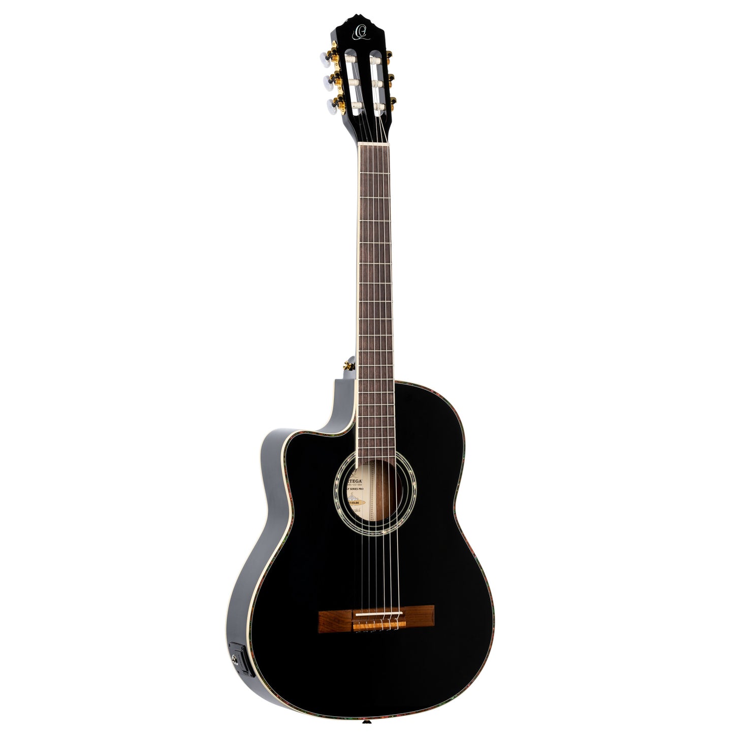 ORTEGA Classical Guitar Family Series Pro 4/4 inclusive Gigbag Thinline Body Slim Neck Lefthand - black
