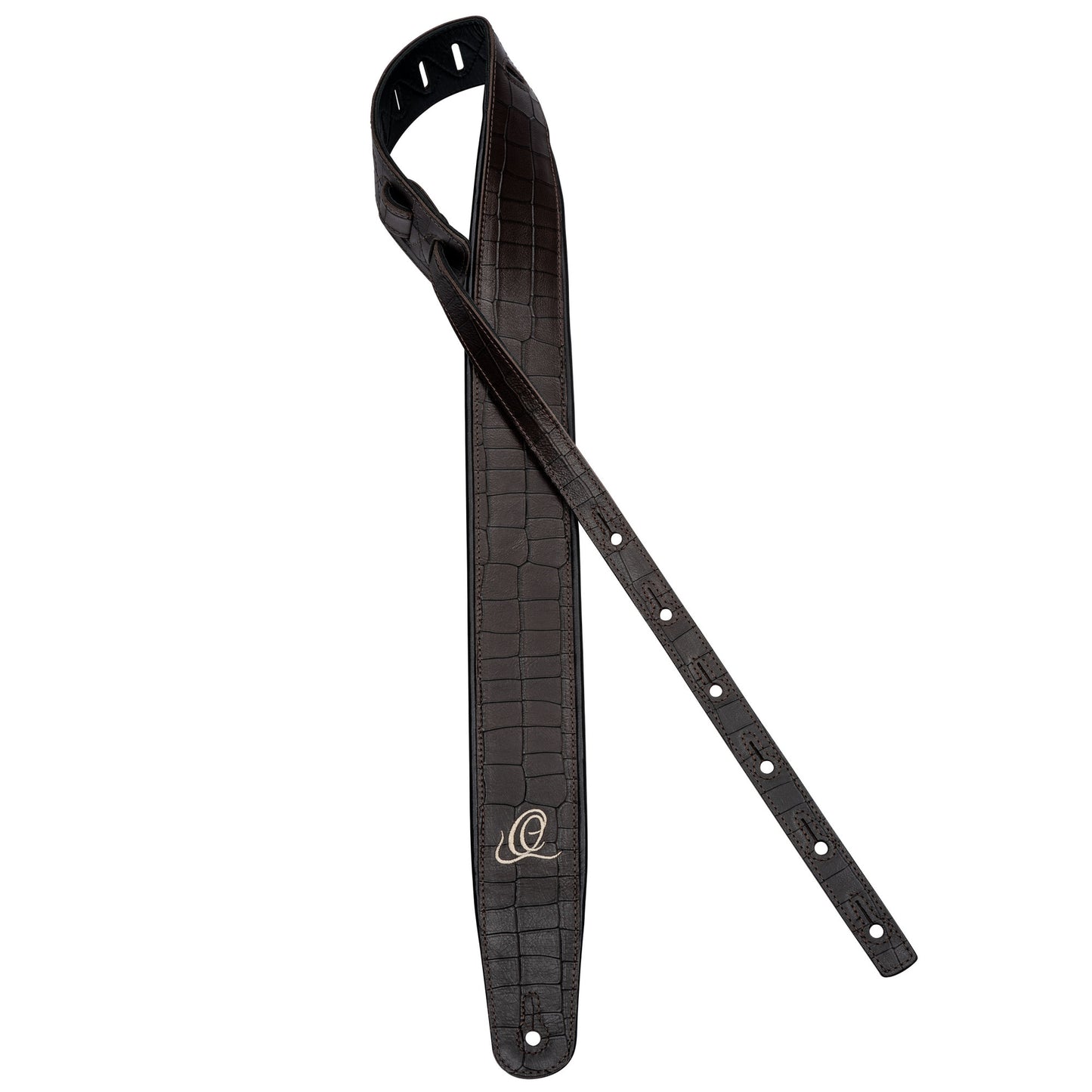 ORTEGA Echtledergitarrengurt - Dark Brown Croco