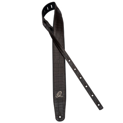 ORTEGA Echtledergitarrengurt - Dark Brown Croco