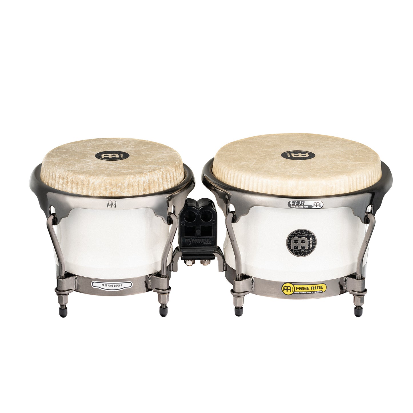 MEINL Percussion Artist Series Bongo Roberto Serrano, REMO® Fiberskyn Heads - 7" & 8 1/2" Pearl White
