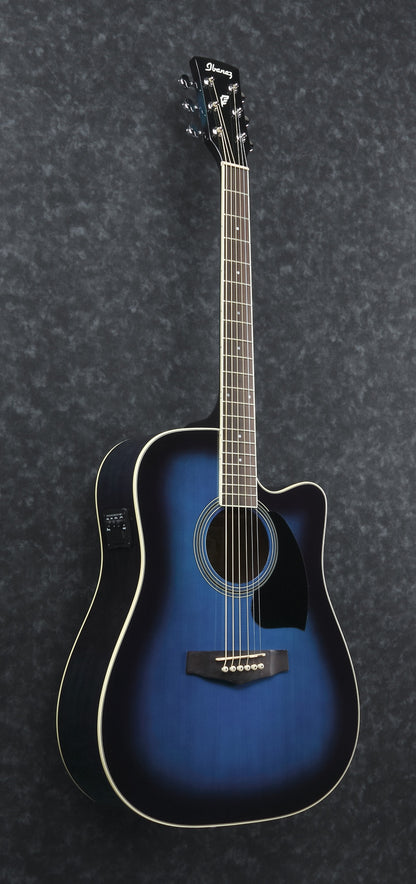 IBANEZ PF Performance Acoustic Guitar 6-String - Transparent Blue Sunburst