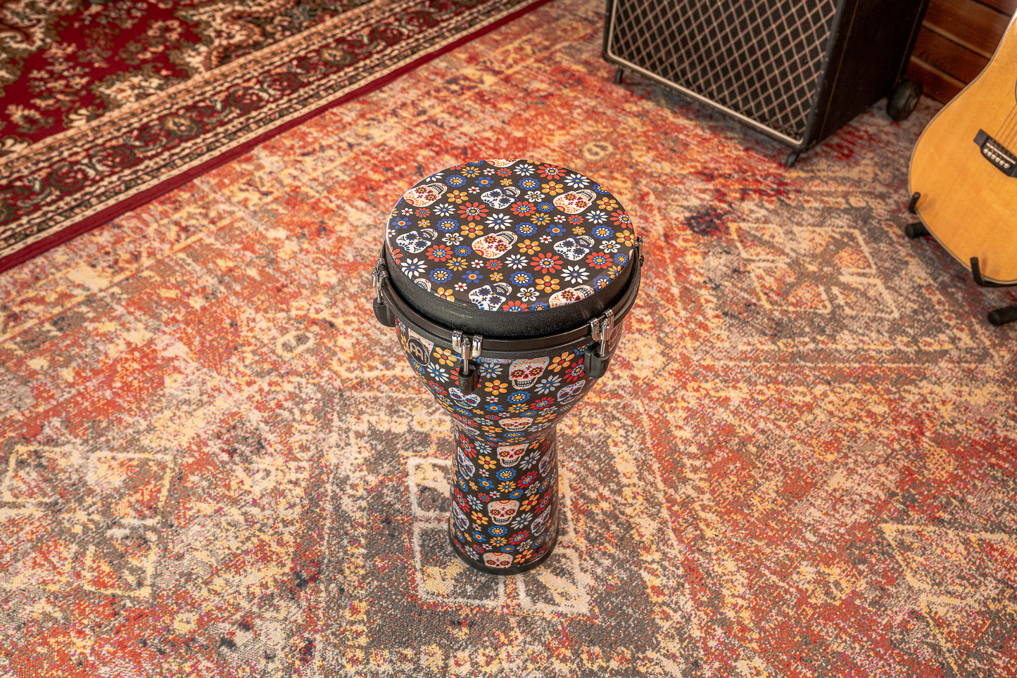 MEINL Percussion Jumbo Djembe 12" - Day Of The Dead/Designer Head