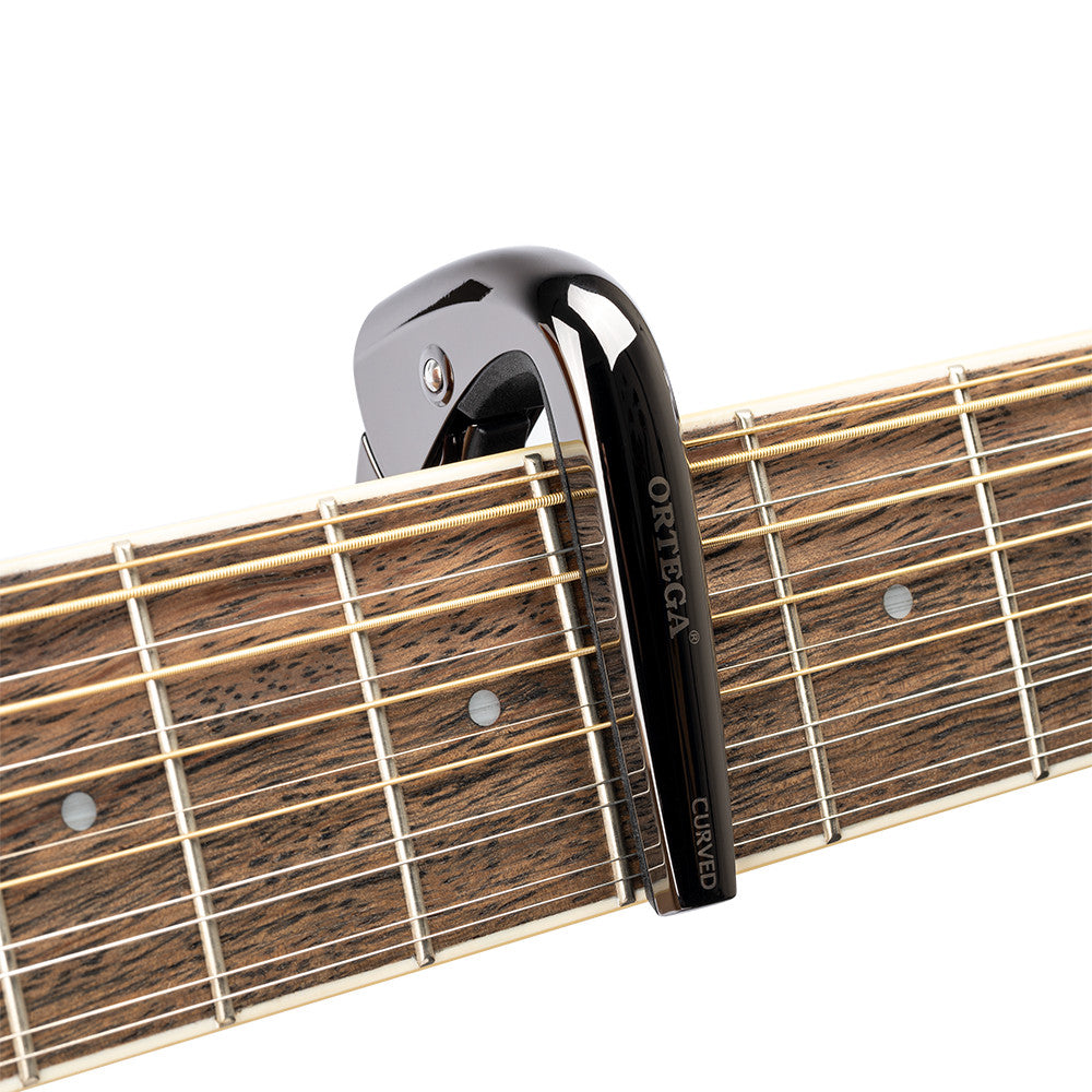 ORTEGA Curved Guitar Capo - Black Chrome