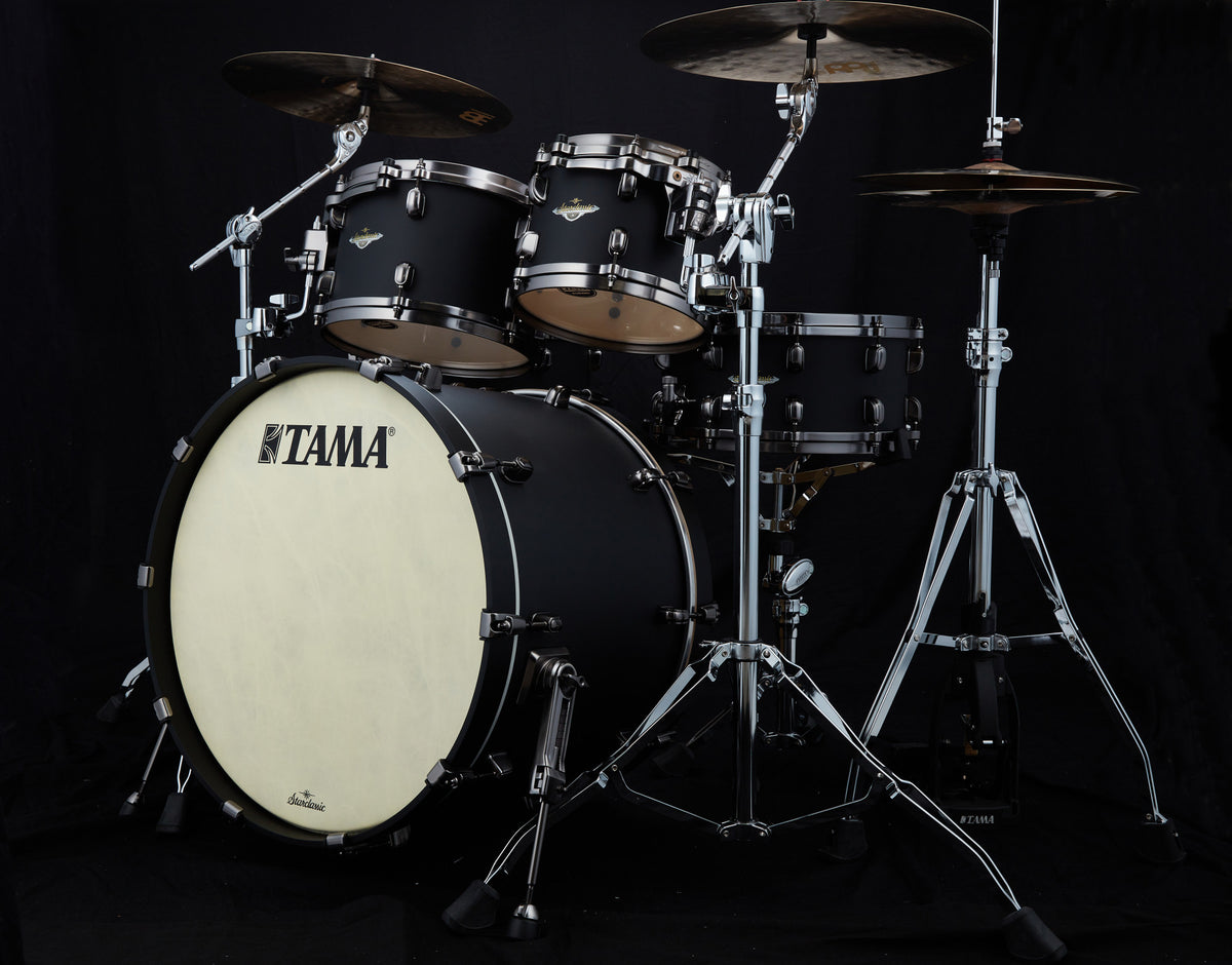 TAMA Starclassic Maple Lacquer Shell Kit 4 teilig - Flat Black/Smoked Black Nickel HW