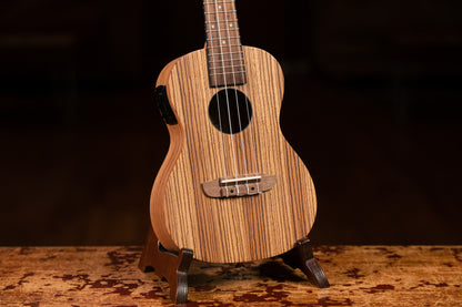 ORTEGA Timber Series Concert Preamp Ukulele 4 String - Zebrawood Natural + Bag