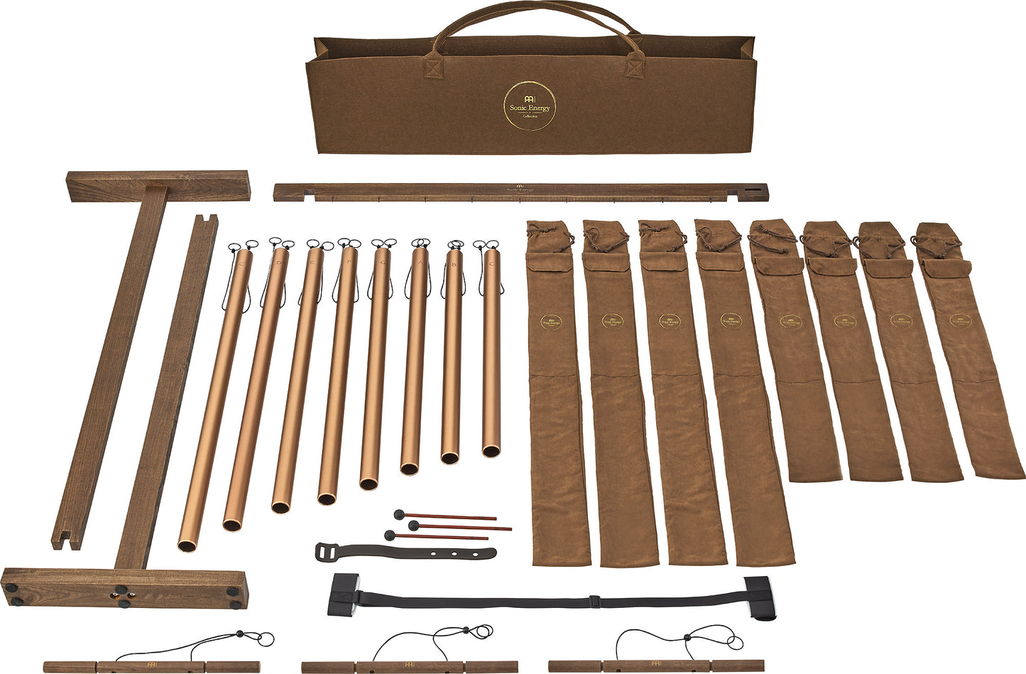 MEINL Sonic Energy 8-piece Sound Bath Tube Chime Set, 440 Hz, Bronze