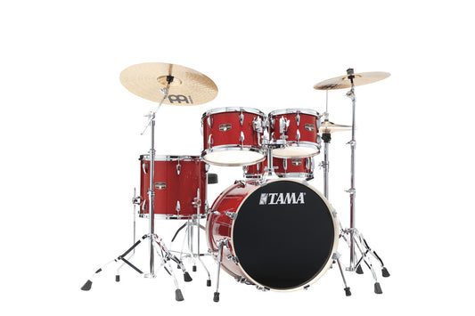 TAMA Imperialstar Drum Set 5 teilig - Burnt Red Mist/Chrom HW + MEINL Cymbals HCS Cymbal Kit/Stage Master Double-Braced Hardware Kit