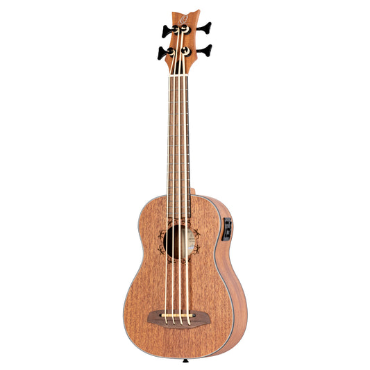 ORTEGA Lizard Serie Short Scale Uke Bass 4 String Lefty - Acacia Natural + Bag