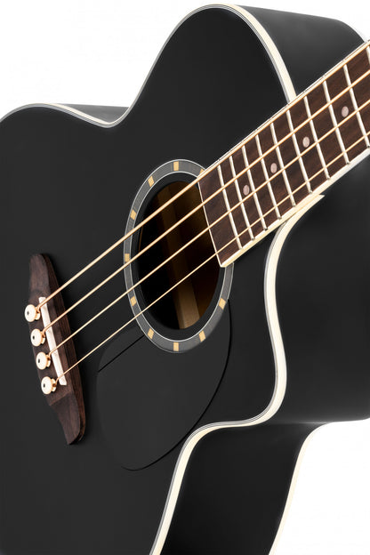 ORTEGA Deep Series 7 Medium Scale Acoustic Bass 4 String - Spruce / Mahogany Satin Black