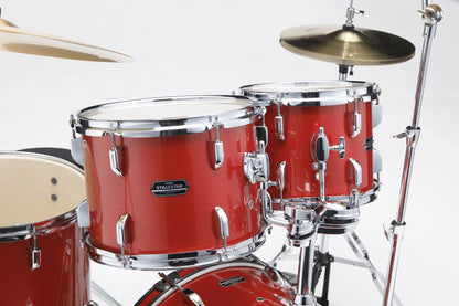 TAMA Stagestar Drum Set 5 teilig (20" BD) - Candy Red Sparkle/Chrom HW + MEINL Cymbals BCS Cymbal Set
