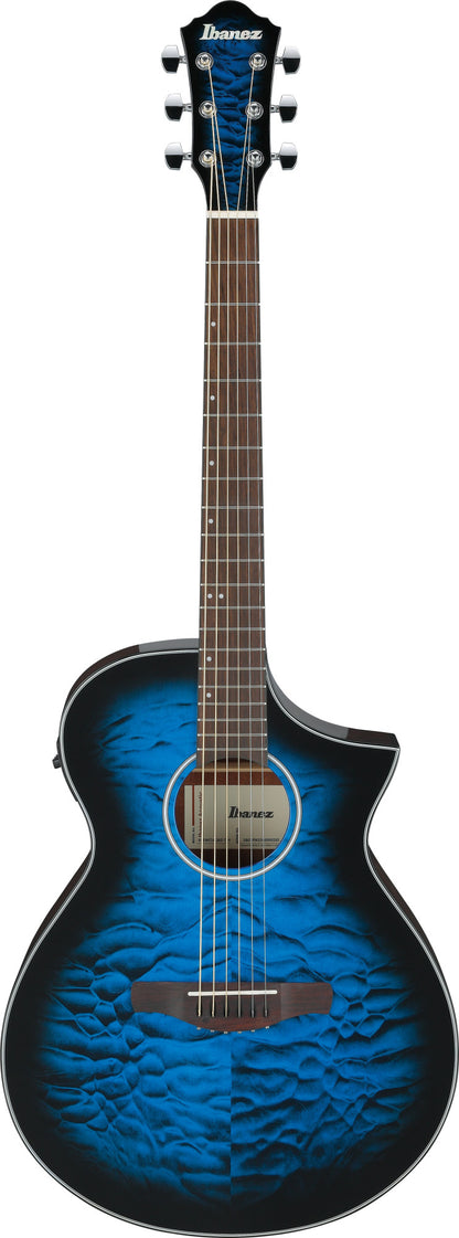 IBANEZ AEWC Acoustic Guitar 6-String - Transparent Blue Sunburst Top & Natural High Gloss Back & Side