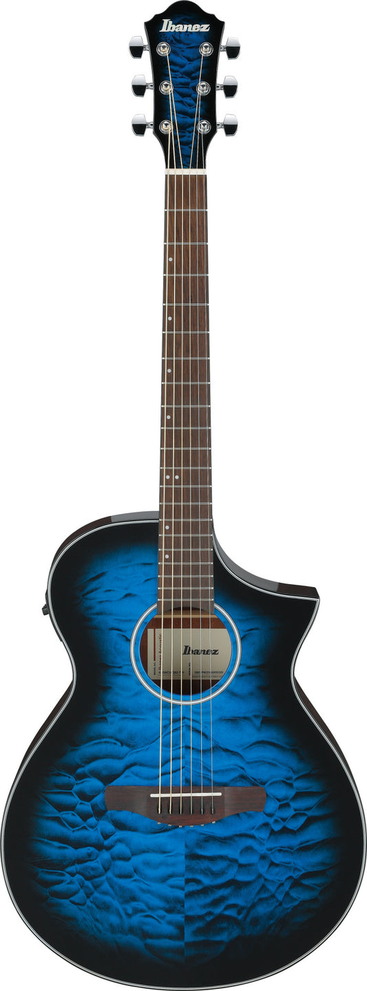 IBANEZ AEWC Acoustic Guitar 6-String - Transparent Blue Sunburst Top & Natural High Gloss Back & Side
