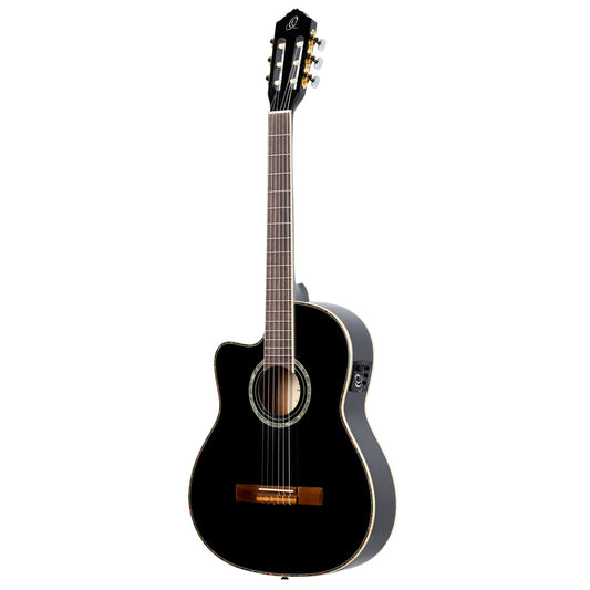 ORTEGA Family Series Pro 4/4 Konzertgitarre 6 String Lefty - Massive Fichte / Mahagoni Black + Bag