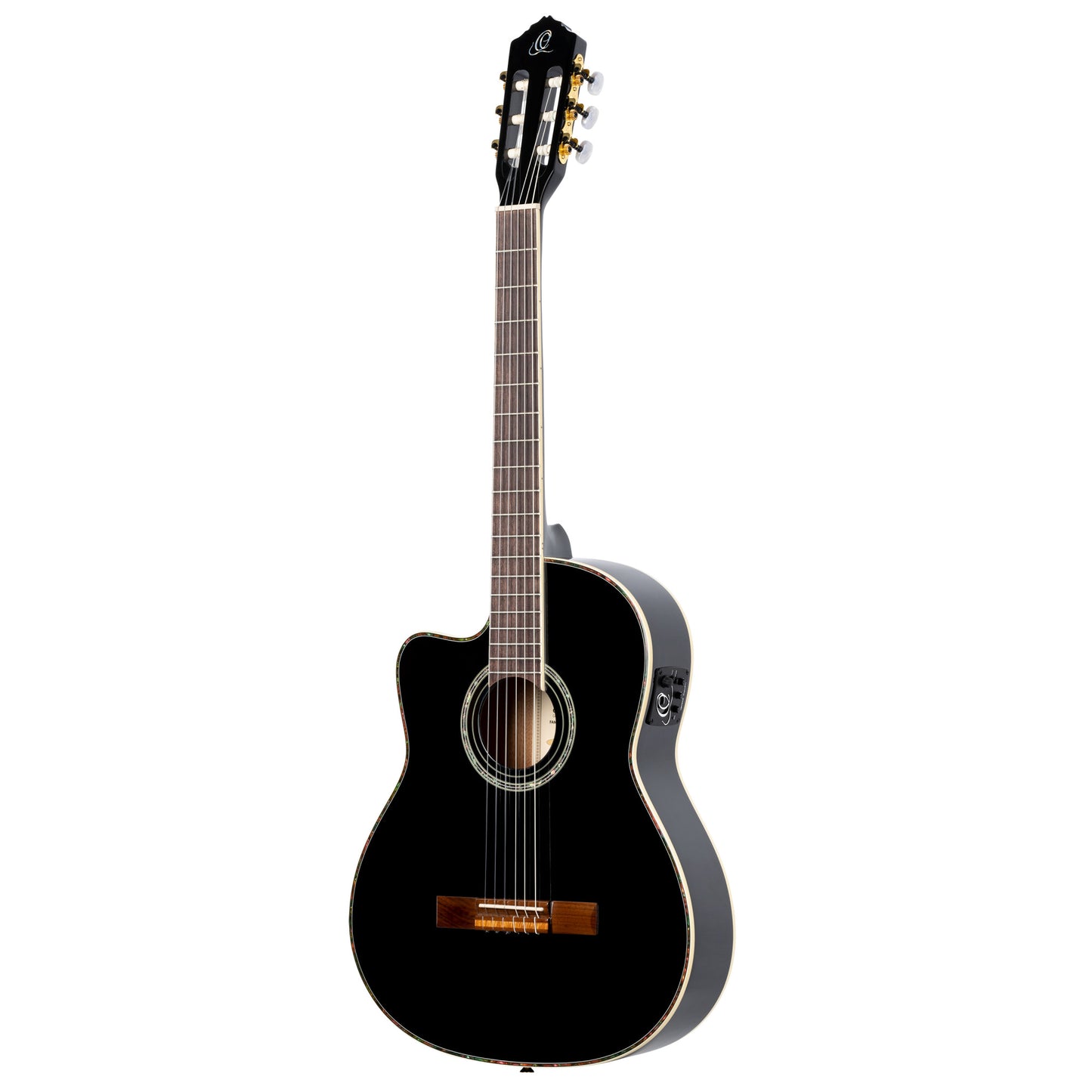 ORTEGA Classical Guitar Family Series Pro 4/4 inclusive Gigbag Thinline Body Slim Neck Lefthand - black