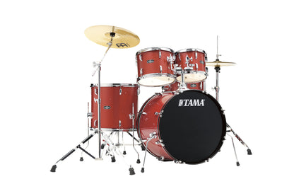 TAMA Stagestar Drum Set 5 teilig (22" BD) - Candy Red Sparkle/Chrom HW + MEINL Cymbals BCS Cymbal Set