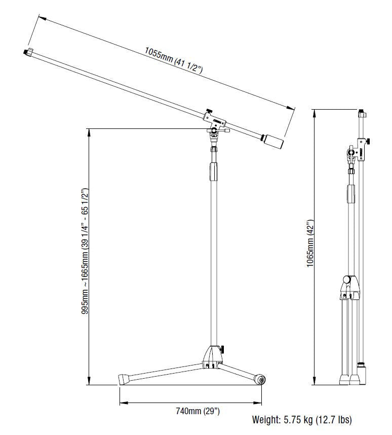 TAMA Iron Works Studio Series Mikrofonständer - Extra langer Auslegerarm (3/8“ Anschluss)