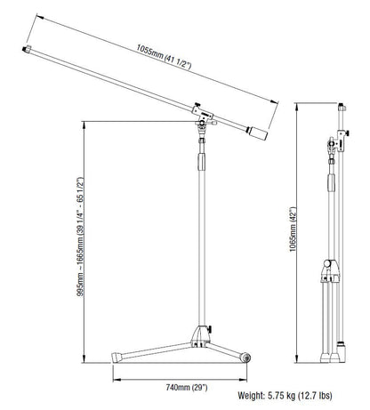 TAMA Iron Works Studio Series Mikrofonständer - Extra langer Auslegerarm (3/8“ Anschluss)