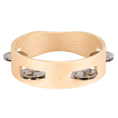 NINO Percussion Single Row Wood Tambourine - 6” Natural