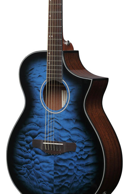 IBANEZ AEWC Acoustic Guitar 6-String - Transparent Blue Sunburst Top & Natural High Gloss Back & Side