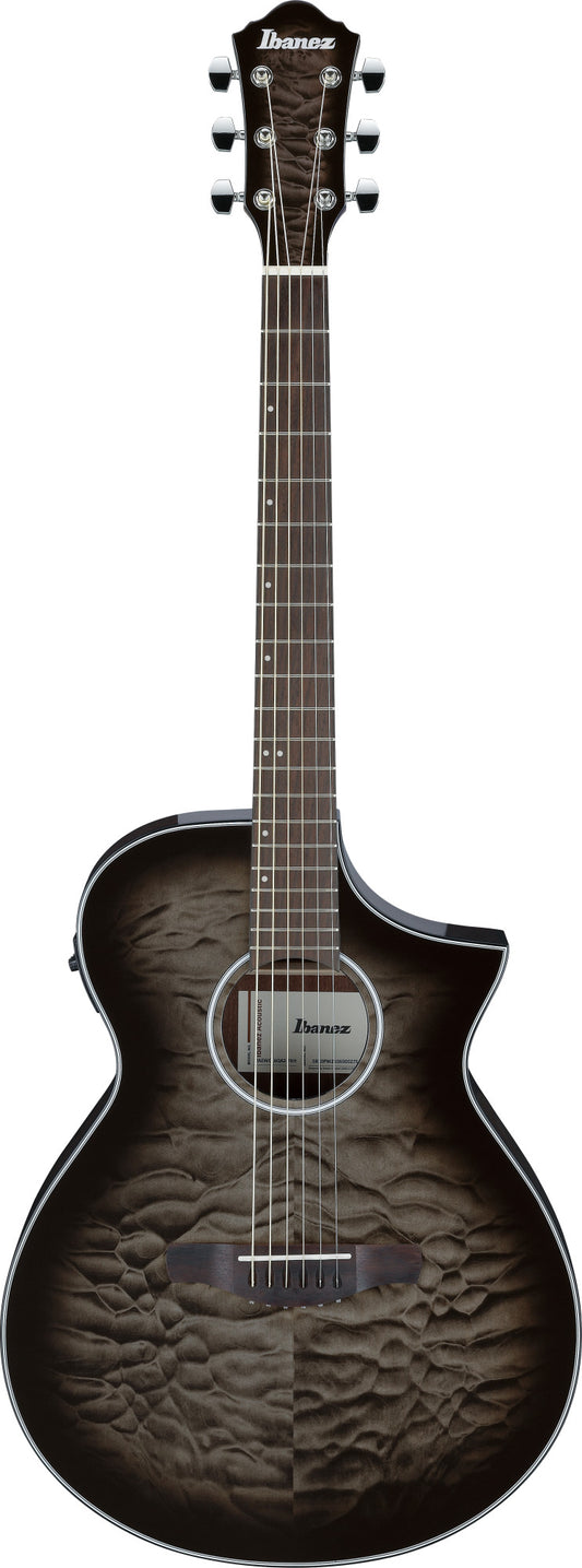 IBANEZ AEWC Acoustic Guitar 6-String - Transparent Black Sunburst Top & Natural High Gloss Back & Side