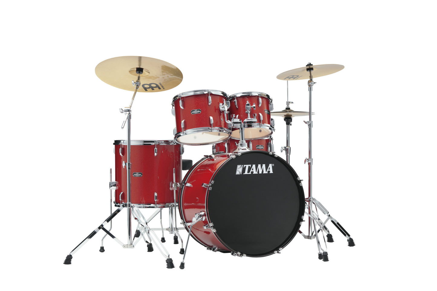 TAMA Stagestar Drum Set 5 teilig (22" BD) - Candy Red Sparkle/Chrom HW + MEINL Cymbals BCS Cymbal Set