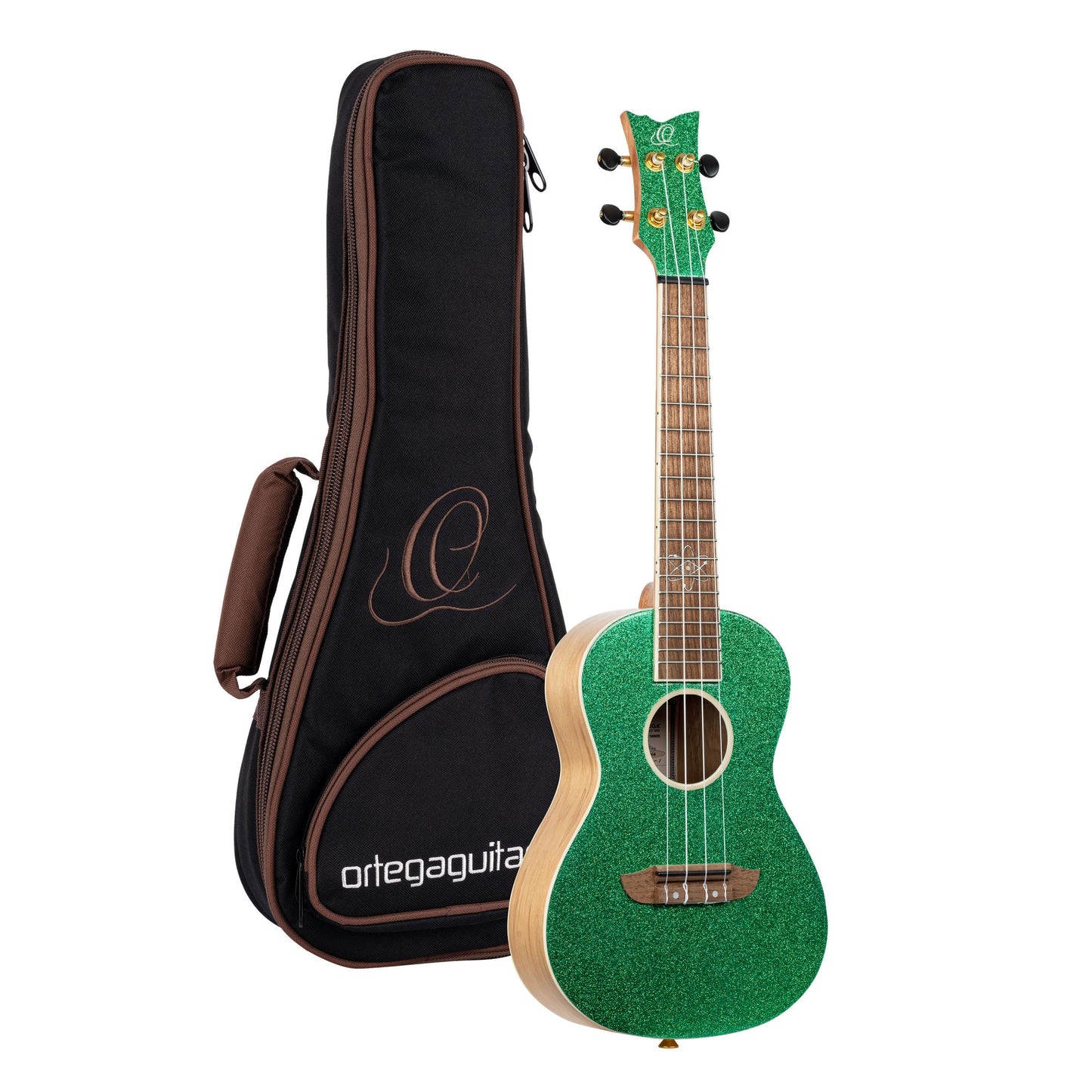 ORTEGA Element Serie Konzert Ukulele 4 String - Spruce / Catalpa Metallic Green + Bag