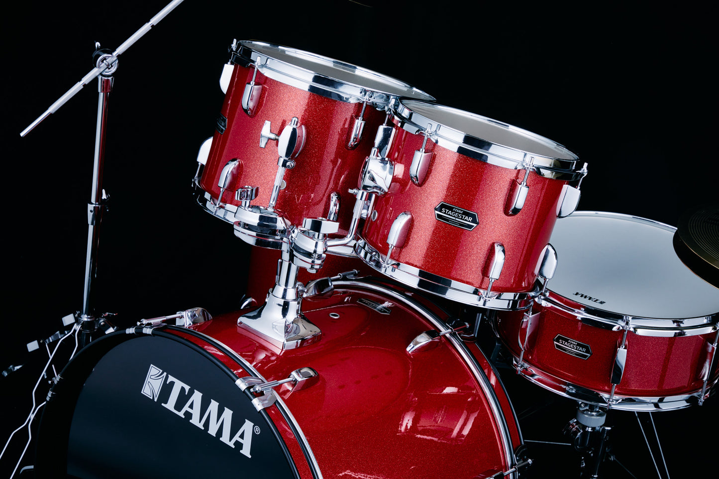 TAMA Stagestar Drum Set 5 teilig (22" BD) - Candy Red Sparkle/Chrom HW + MEINL Cymbals BCS Cymbal Set